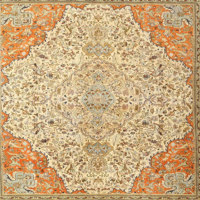 Square Traditional Brown Gold Persian Rug, tr4534