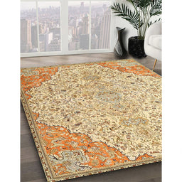Machine Washable Traditional Brown Gold Rug in a Family Room, wshtr4534