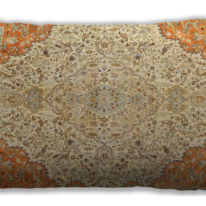Traditional Classic Rectangular Brown Gold Lumbar Throw Pillow, 13 inch by 19 inch, lbtr4534