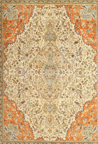 Machine Washable Traditional Brown Gold Rug, wshtr4534