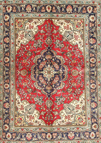 Machine Washable Traditional Brown Red Rug, wshtr4535