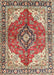 Machine Washable Traditional Brown Red Rug, wshtr4535