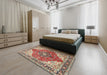 Machine Washable Traditional Brown Red Rug in a Bedroom, wshtr4535
