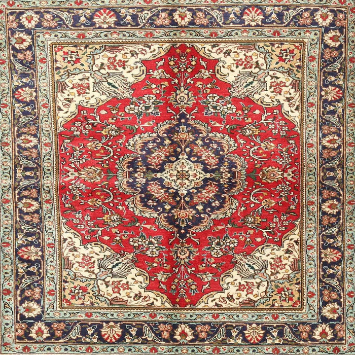 Round Machine Washable Traditional Brown Red Rug, wshtr4535