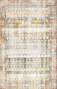 Machine Washable Traditional Light French Beige Brown Rug, wshtr4537