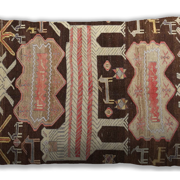 Traditional Classic Rectangular Dark Sienna Brown Lumbar Throw Pillow, 13 inch by 19 inch, lbtr4538