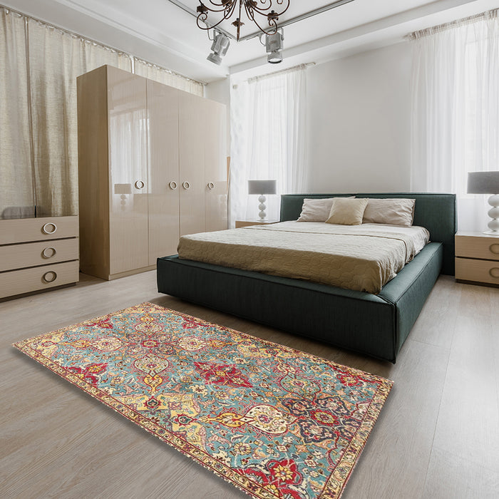 Traditional Sienna Brown Persian Rug in a Bedroom, tr4539