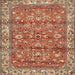 Round Machine Washable Traditional Sandy Brown Rug, wshtr4541