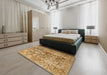 Machine Washable Traditional Sedona Brown Rug in a Bedroom, wshtr4543