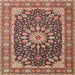 Square Traditional Saffron Red Medallion Rug, tr4544