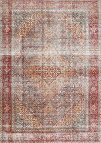 Machine Washable Traditional Rust Pink Rug, wshtr4545