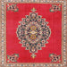 Round Machine Washable Traditional Orange Salmon Pink Rug, wshtr4546