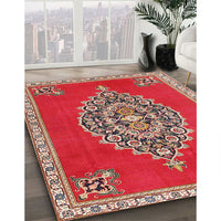 Traditional Orange Salmon Pink Medallion Rug, tr4546