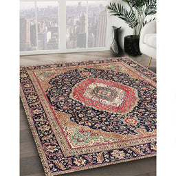 Machine Washable Traditional Red Brown Rug in a Family Room, wshtr4548