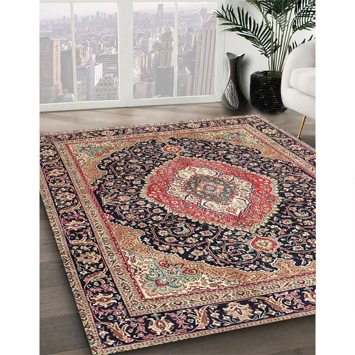 Machine Washable Traditional Red Brown Rug in a Family Room, wshtr4548