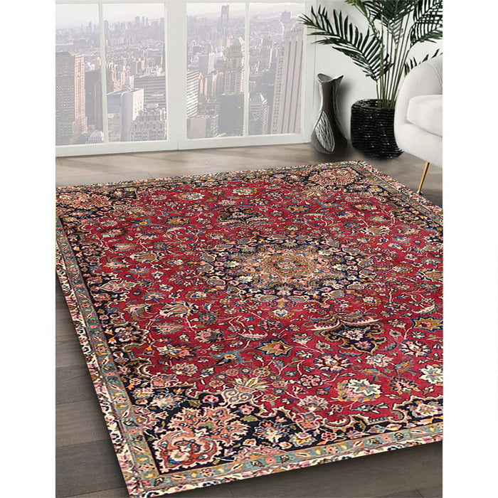 Machine Washable Traditional Light Copper Gold Rug in a Family Room, wshtr4549