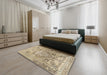 Traditional Brown Persian Rug in a Bedroom, tr4550