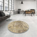 Round Machine Washable Traditional Brown Rug in a Office, wshtr4550