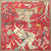 Square Traditional Red Animal Rug, tr4551