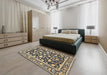 Traditional Brown Persian Rug in a Bedroom, tr4553