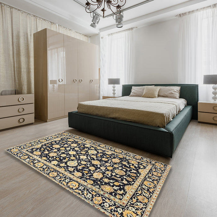Machine Washable Traditional Brown Rug in a Bedroom, wshtr4553