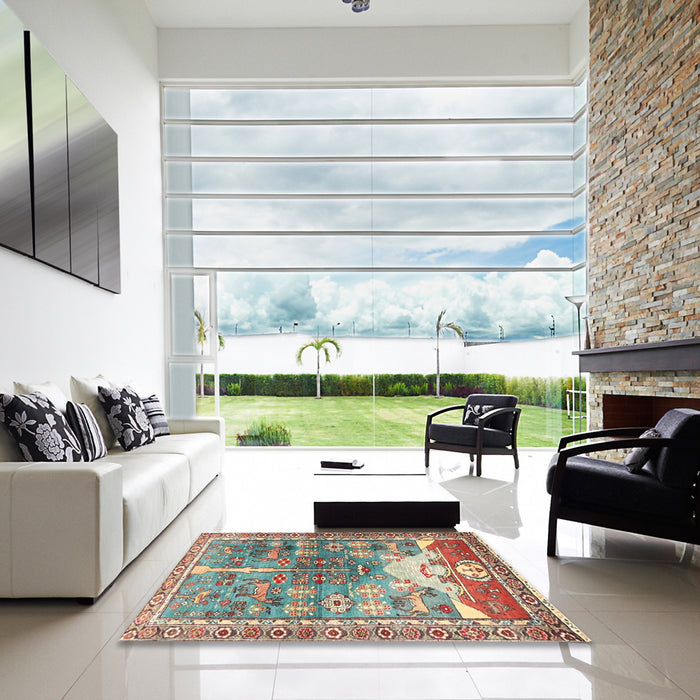 Square Traditional Sienna Brown Persian Rug in a Living Room, tr4555
