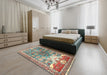 Machine Washable Traditional Sienna Brown Rug in a Bedroom, wshtr4555