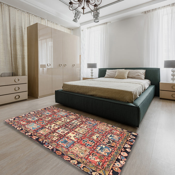 Traditional Brown Red Persian Rug in a Bedroom, tr4556