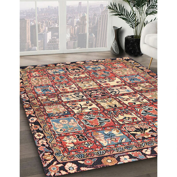 Traditional Brown Red Persian Rug in Family Room, tr4556