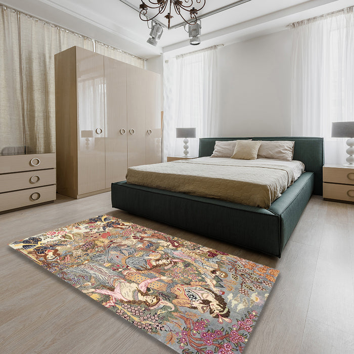 Traditional Sienna Brown Animal Rug in a Bedroom, tr4557