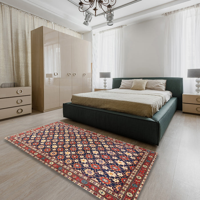 Traditional Light Copper Gold Persian Rug in a Bedroom, tr4558