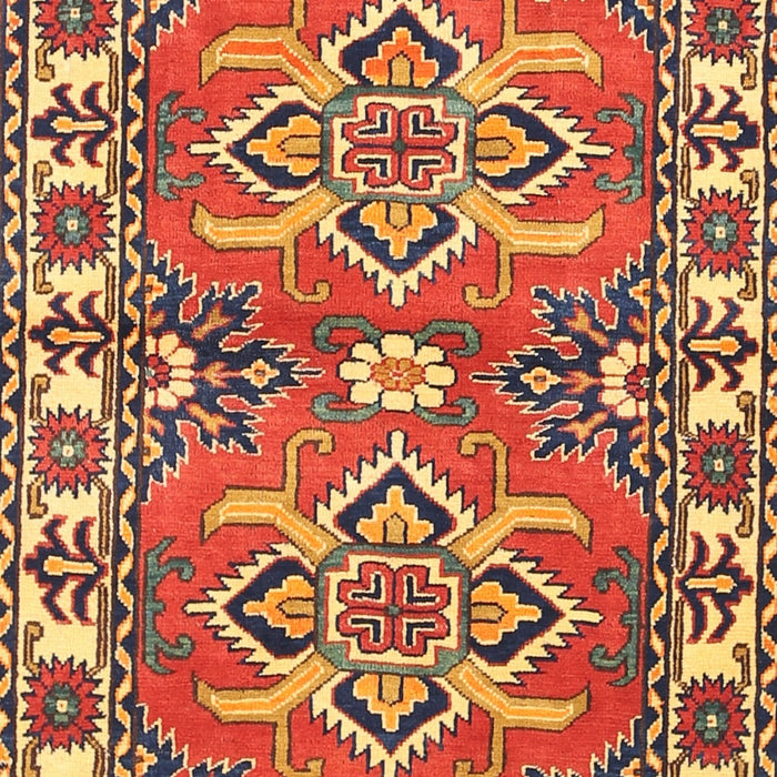 Traditional Fire Brick Red Geometric Rug, tr455