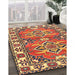 Traditional Fire Brick Red Geometric Rug in Family Room, tr455