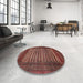 Round Machine Washable Traditional Rust Pink Rug in a Office, wshtr4563