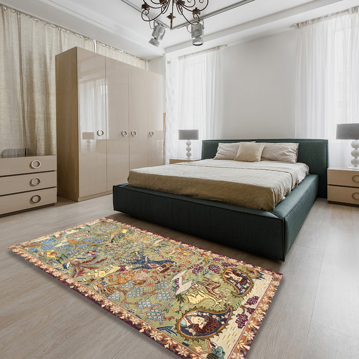 Traditional Sienna Brown Animal Rug in a Bedroom, tr4564