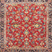 Round Machine Washable Traditional Red Rug, wshtr4565