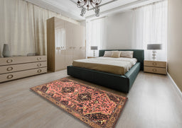 Traditional Dark Sienna Brown Persian Rug in a Bedroom, tr4566