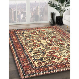 Traditional Dark Sienna Brown Persian Rug in Family Room, tr4571