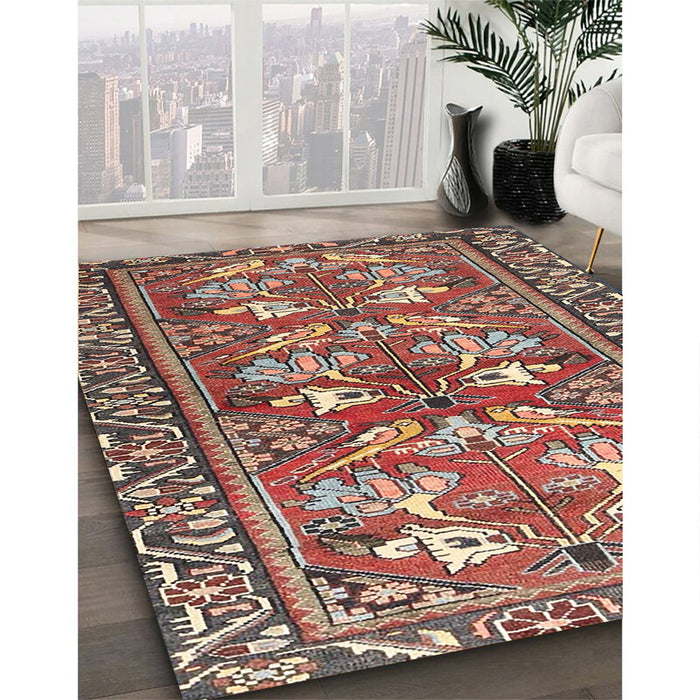 Traditional Brown Red Persian Rug in Family Room, tr4572