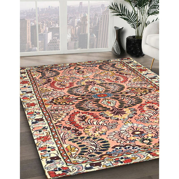 Traditional Chestnut Brown Persian Rug in Family Room, tr4573