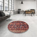 Round Traditional Sunrise Orange Persian Rug in a Office, tr4574