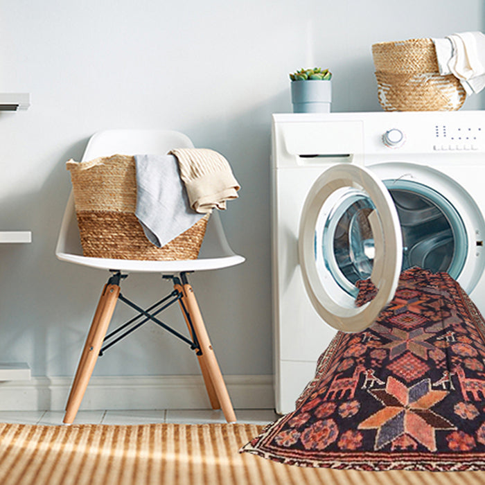 Machine Washable Traditional Sunrise Orange Rug in a Washing Machine, wshtr4574