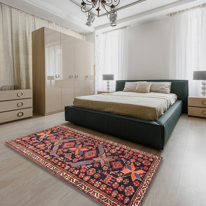 Traditional Sunrise Orange Persian Rug in a Bedroom, tr4574