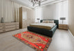 Machine Washable Traditional Red Rug in a Bedroom, wshtr4575