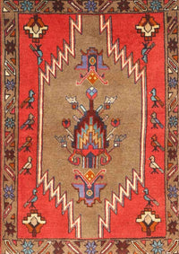 Machine Washable Traditional Red Rug, wshtr4575