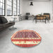 Round Machine Washable Traditional Brown Rug in a Office, wshtr4576