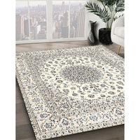 Traditional Champagne Beige Medallion Rug, tr4579