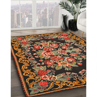 Traditional Bronze Brown Medallion Rug, tr457