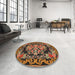 Round Machine Washable Traditional Bronze Brown Rug in a Office, wshtr457