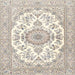 Round Machine Washable Traditional Blanched Almond Beige Rug, wshtr4582